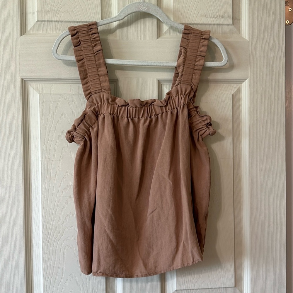 Perch by Blu Pepper Ruched Tank with Button Back